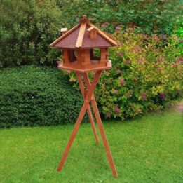 Wood bird feeder wood bird house small hexagonal solar and light 06-0976 petproduct.com.cn