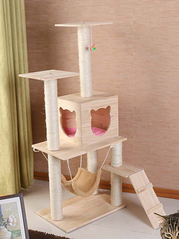Árvore de madeira para gatos OEM – sala para gatos com estrutura de escalada para gatos 06-1160 petproduct.com.cn