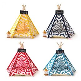 Dog Bed Tent: Multi-color Pet Show Tent Portable Outdoor Play Cotton Canvas Teepee 06-0941 petproduct.com.cn