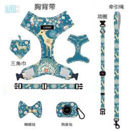 Pet harness factory new dog leash vest-style printed dog harness set small and medium-sized dog leash 109-0003 petproduct.com.cn