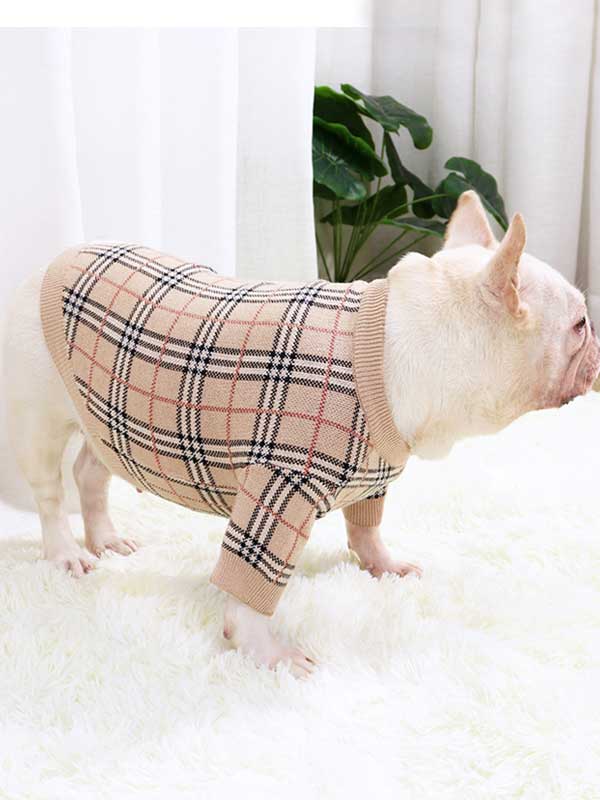 GMTPET Pug dog fat dog core yarn wool autumn and winter new warm winter plaid fighting Bulldog sweater clothes 107-222020 petproduct.com.cn