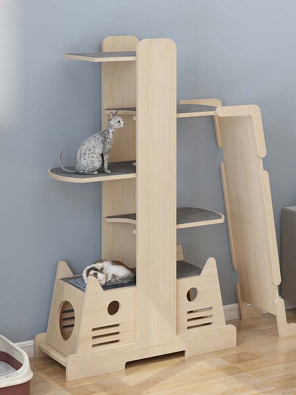 Casa de escalada para gatos por atacado | madeira de pinho tábua gato árvore gato torre 105-207 petproduct.com.cn