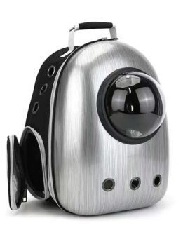 Brushed silver upgraded side opening pet cat backpack 103-45008 www.petproduct.com.cn