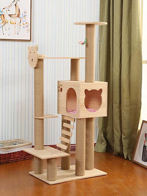 Torre de escalada para gatos, coluna de corda de cânhamo de pinho, escada, casa de gato 06-1164 petproduct.com.cn