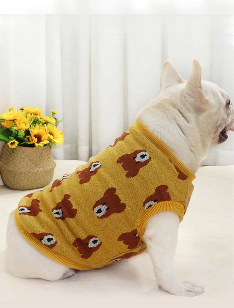 GMTPET Autumn and winter thickened dog clothes bear jacquard fat dog short body bulldog clothes thickened method bucket plus velvet vest 107-222022 petproduct.com.cn