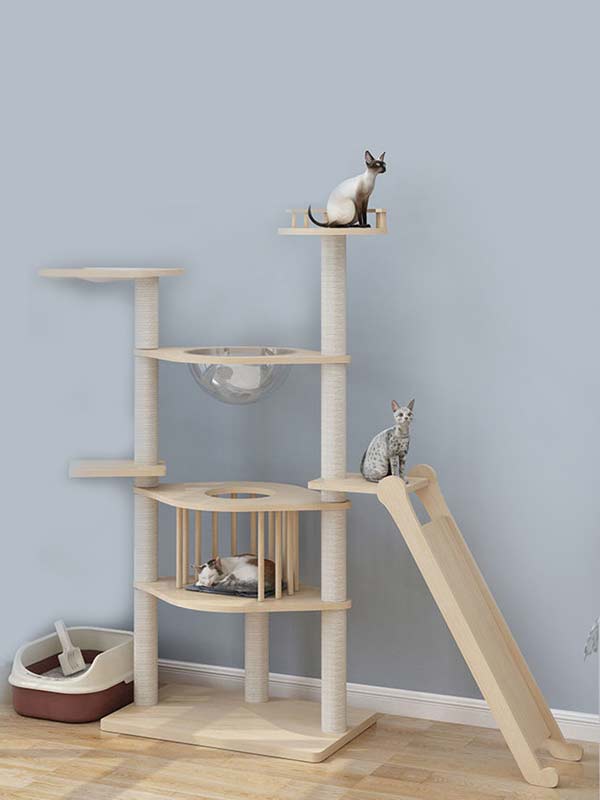 Árvore para gatos no atacado | Torre de gato de madeira OEM | estrutura de escalada para gatos 105-215 petproduct.com.cn
