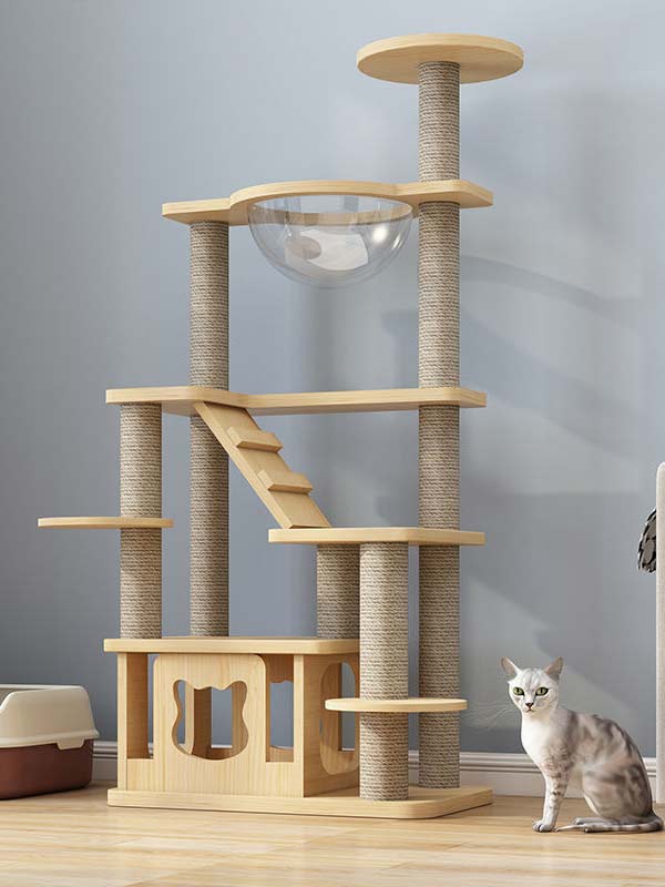 atacado-pinho-madeira maciça-placa multicamadas-gato-árvore-torre-gato-quadro de escalada para gatos-105-219 petproduct.com.cn
