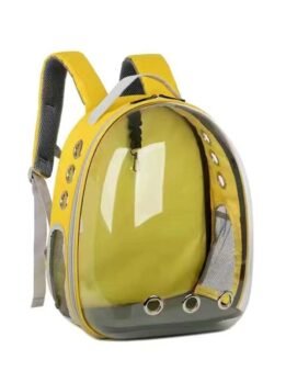 Transparent yellow pet cat backpack with side opening 103-45056 petproduct.com.cn