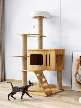 Custom 115CM 45.31IN MDF Board with 6.5cm Pillar Cat Tree Climbing Frame
