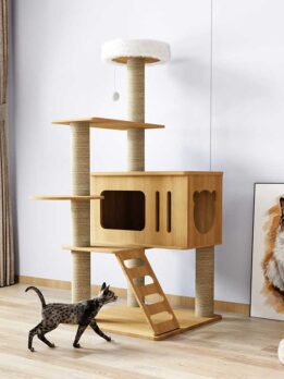125CM 49.25 IN MDF Board with 6.5cm Pillar Wood Cat Tree