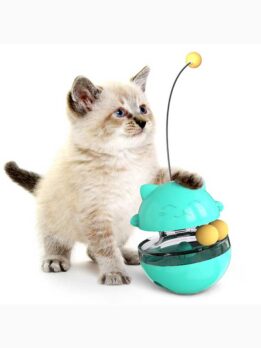 Adjustable Cat Treat Dispenser Toy - Non-Tip Design with Teaser Ball