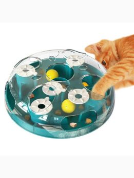 Patented Cat Treasure Box Puzzle Toy with Rotating Sliders & Play Track