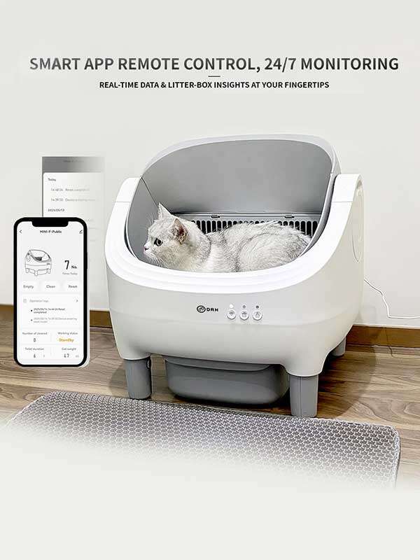 Wholesale New Design Automatic Cat Litter Box APP Control Dual Safety Sensors Self Cleaning Litter Box with Open-Top Design 116-5901 Pet Products Factory, OEM Manufacturer, Supplier, Agent petproduct.com.cn Smart Cat litter box, Cat Litter Box, Cat Litter Box & Accessories, Cat Litter Box And Accessories