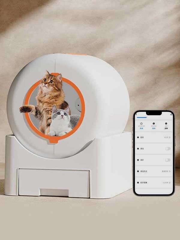 Multiple Cats Smart Lavatory White Automatic Self-Cleaning Cat Litter Box App Controlled with Health Monitoring 116-5907 Pet Products Factory, OEM Manufacturer, Supplier, Agent petproduct.com.cn Smart Cat litter box, Cat Litter Box, Cat Litter Box & Accessories, Cat Litter Box And Accessories
