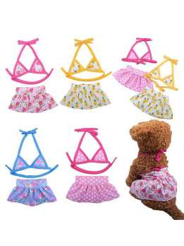 Wholesale Pet bikini suit swimsuit teddy beach doll cat and dog clothes pet swimsuit